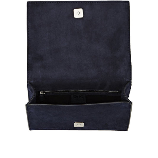 Tomasini Suede Mirror Embellished Clutch, Navy