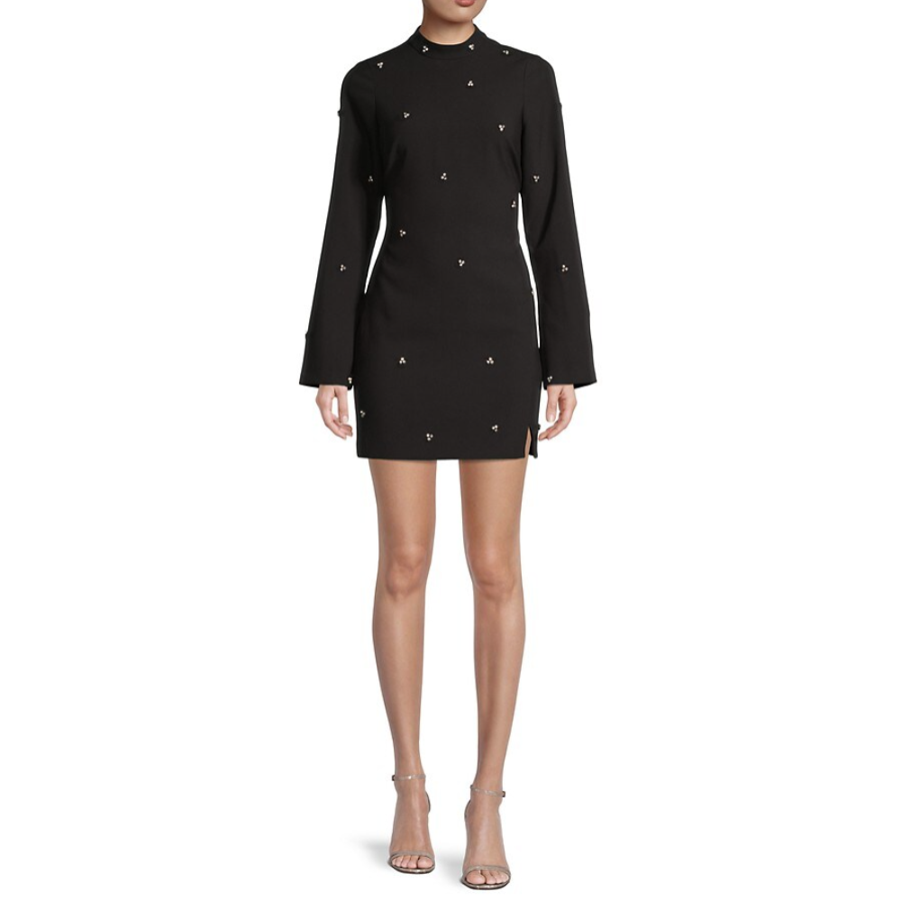 LIKELY Women's Phillips Solid Black Embellished Mini Cocktail Dress