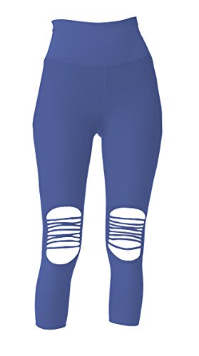 Phat Buddha ST Nicholas Ripped Capri Leggings Blue