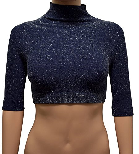 Phat Buddha Women's Crop Top Navy Glitter One Size