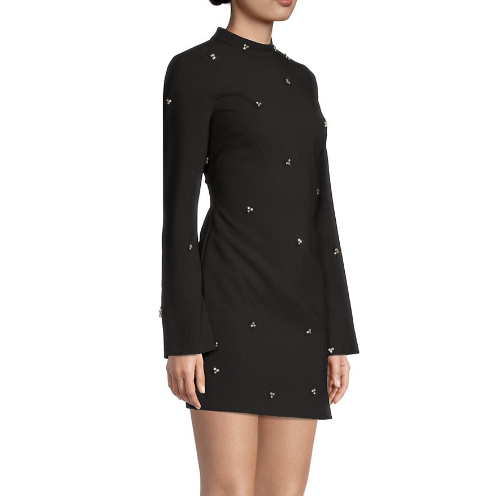 LIKELY Women's Phillips Solid Black Embellished Mini Cocktail Dress