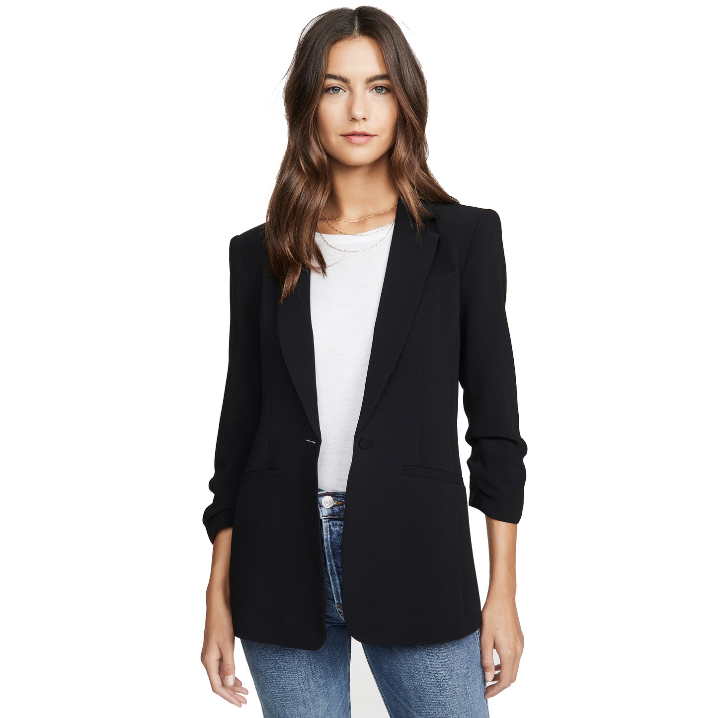 Cinq à Sept Women's Crepe Khloe Black One Button Blazer Jacket Suit