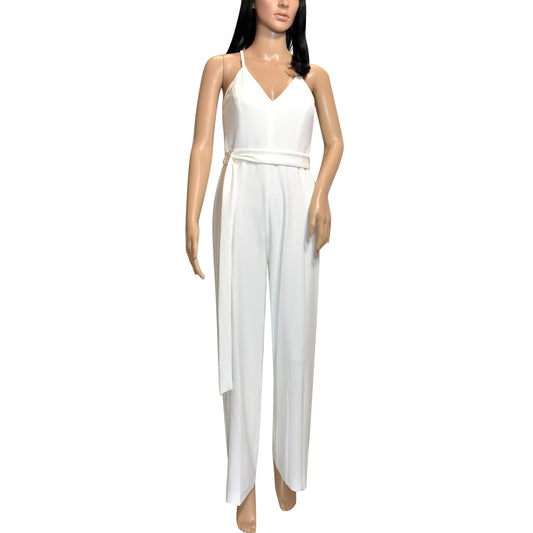 bebe Women's White V-Neck Jumpsuit