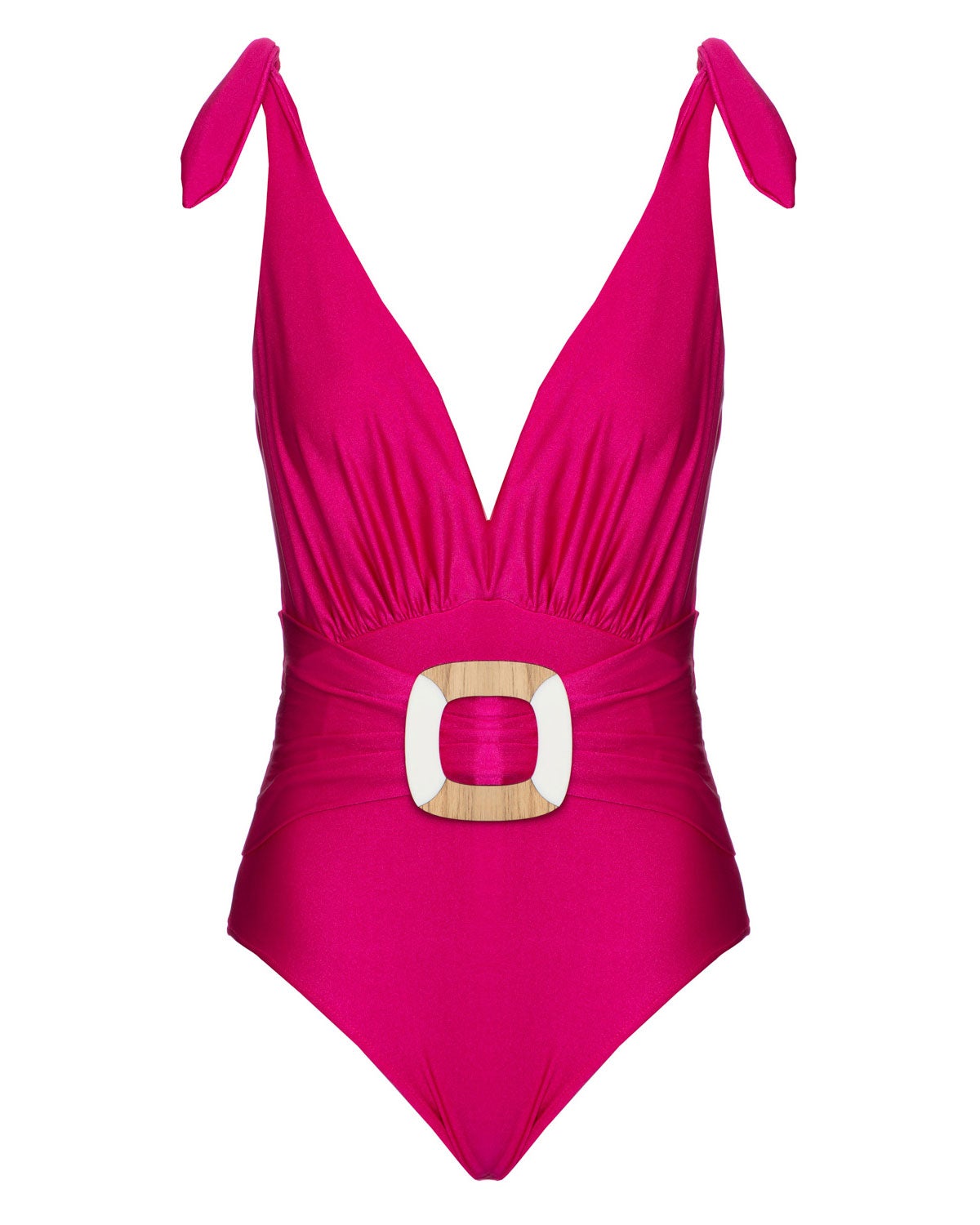 Patbo Women's Bright Pink Plunge One Piece Swimsuit