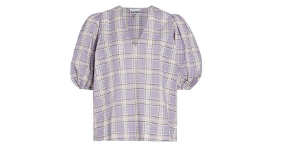 Ganni Women's Seersucker Check Check Persian Violet