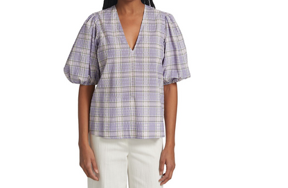 Ganni Women's Seersucker Check Check Persian Violet