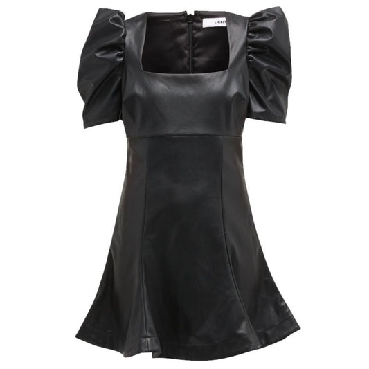 Likely Faux Leather Scooped Alia Dress Black