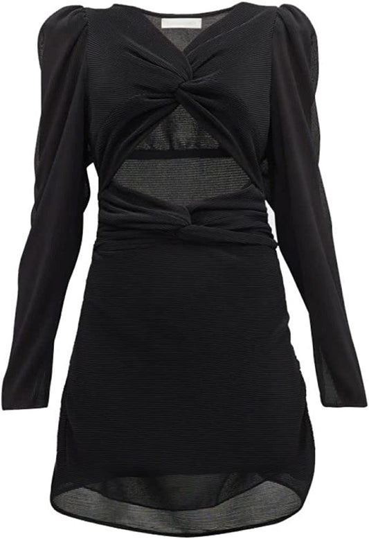 LOVESHACKFANCY Women's Black Nanita Twisted Cutout Knit Mini Dress