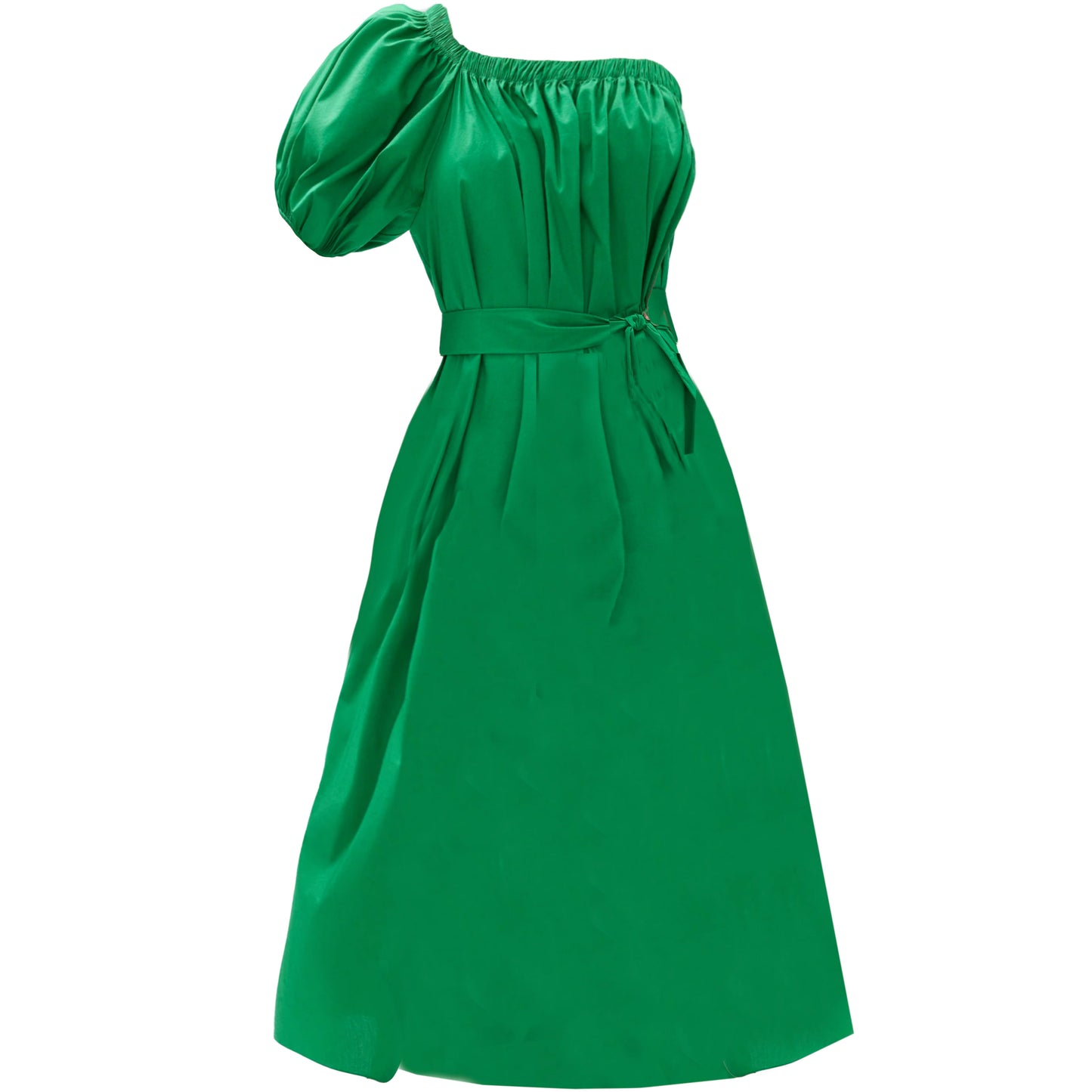 Diane von Furstenberg DVF Women's Pasquale Dress in Signature Green One Shoulder Belted