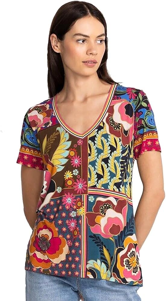 Johnny Was Promisino Favorite S/S V- Neck Tee Multi