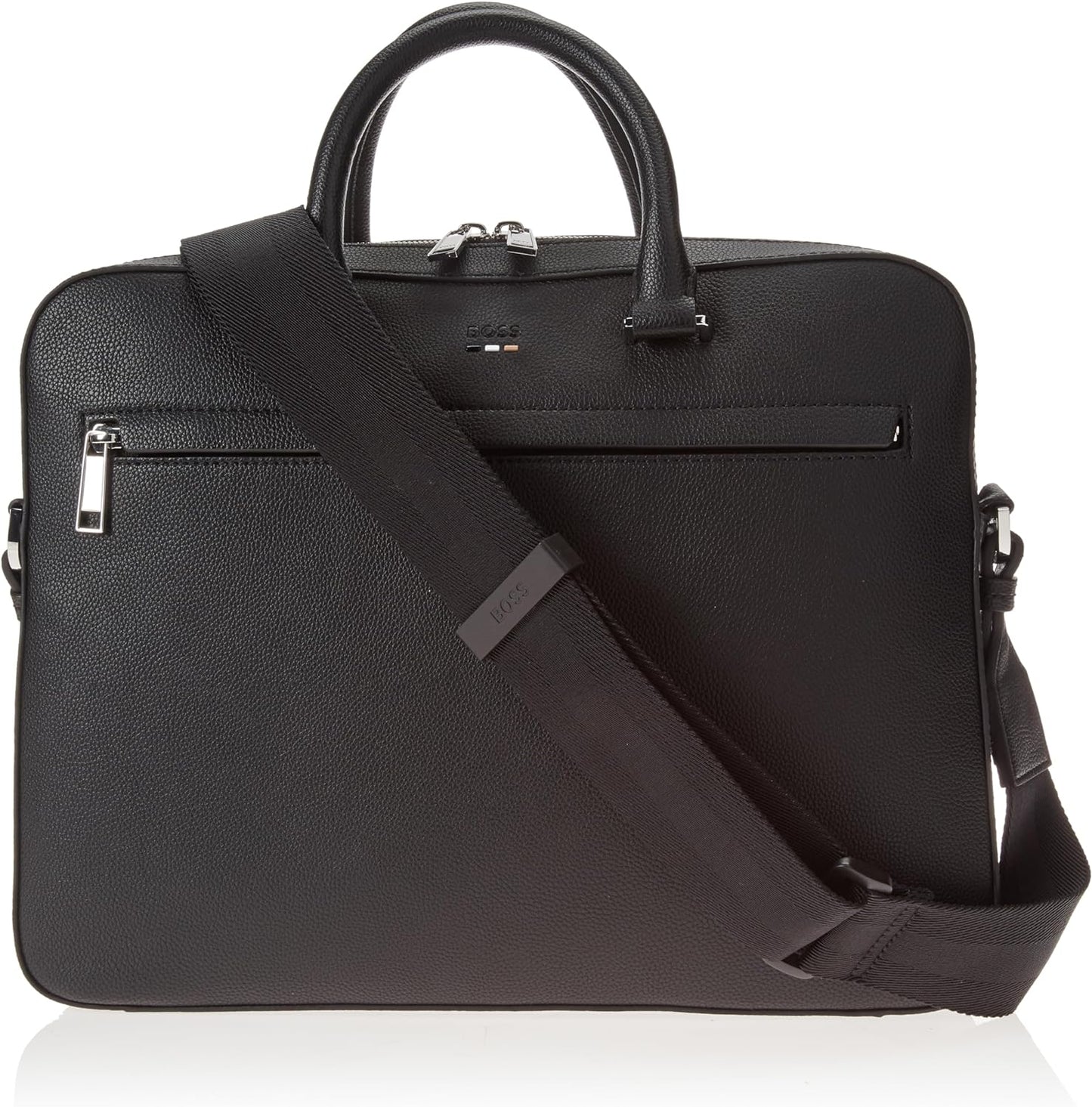 Hugo Boss Embossed Logo Smooth Vinyl Executive Briefcase, Galaxy Black