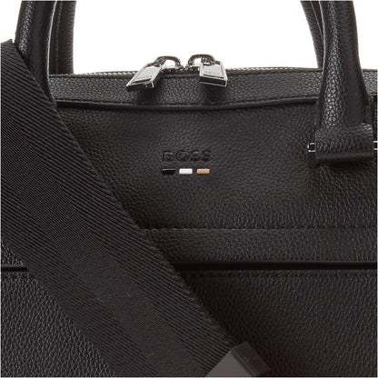 Hugo Boss Embossed Logo Smooth Vinyl Executive Briefcase, Galaxy Black