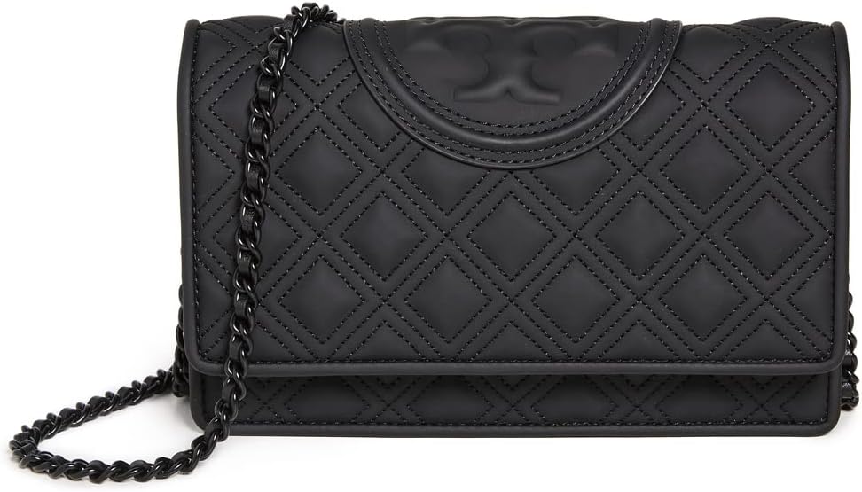 Tory Burch Women's Fleming Matte Chain Wallet, Black