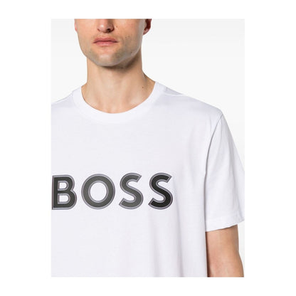 Hugo Boss Men's Tee 1 Logo Short Sleeve Crew Neck T-Shirt, White