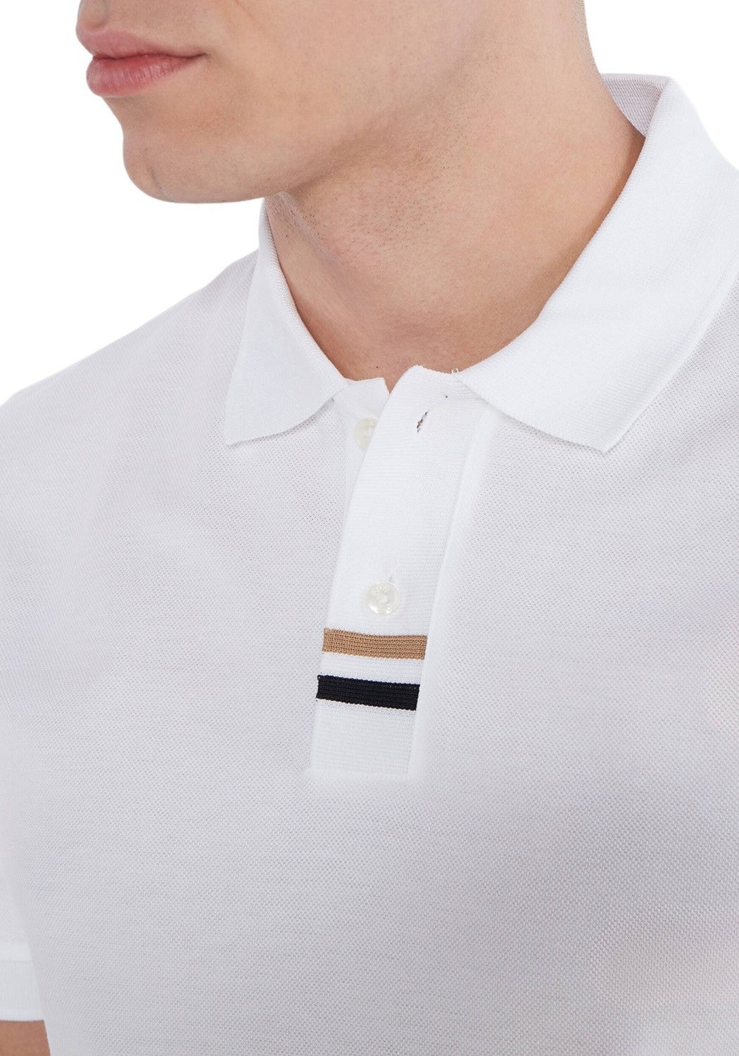 Hugo Boss Men's Parlay 424 Pique Cotton Short Sleeve Polo T-Shirt, White