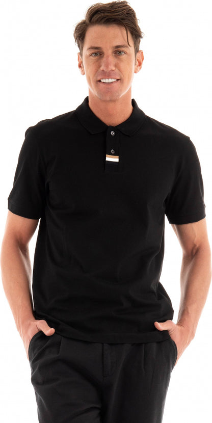 Hugo Boss Men's Parlay 424 Pique Cotton Short Sleeve Polo T-Shirt, Black