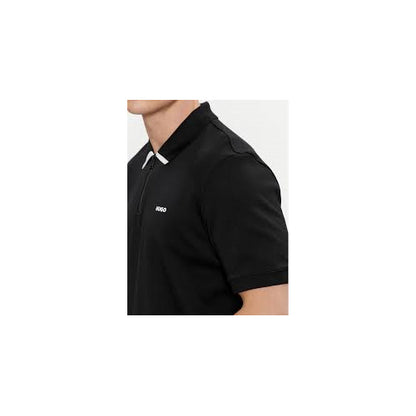 Hugo Men's Dalomino Short Sleeve Half Zip Polo T-Shirt, Black