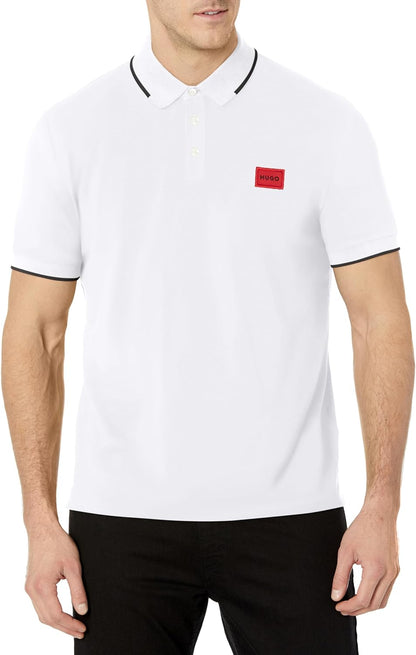 Hugo Men's Deresino232 Square Logo Polo Shirt, White