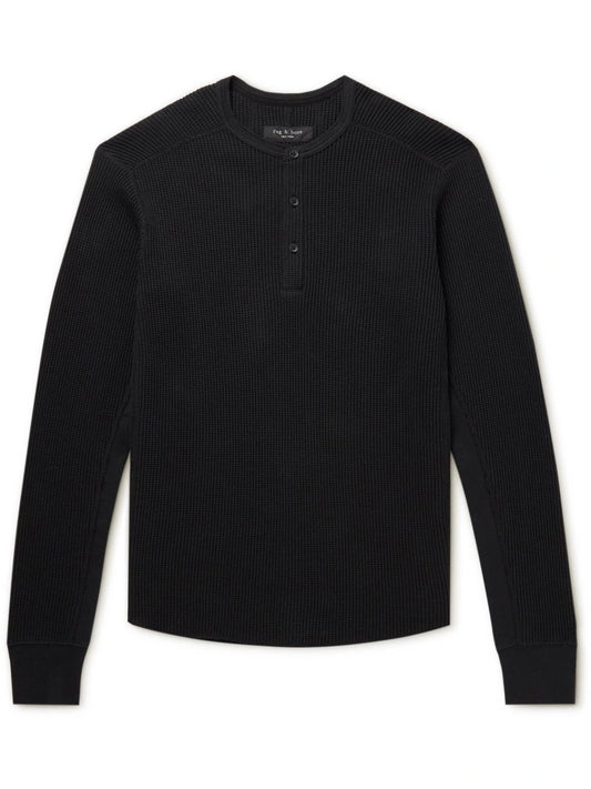 Rag & Bone Men's Lightweight Waffle Henley, Black