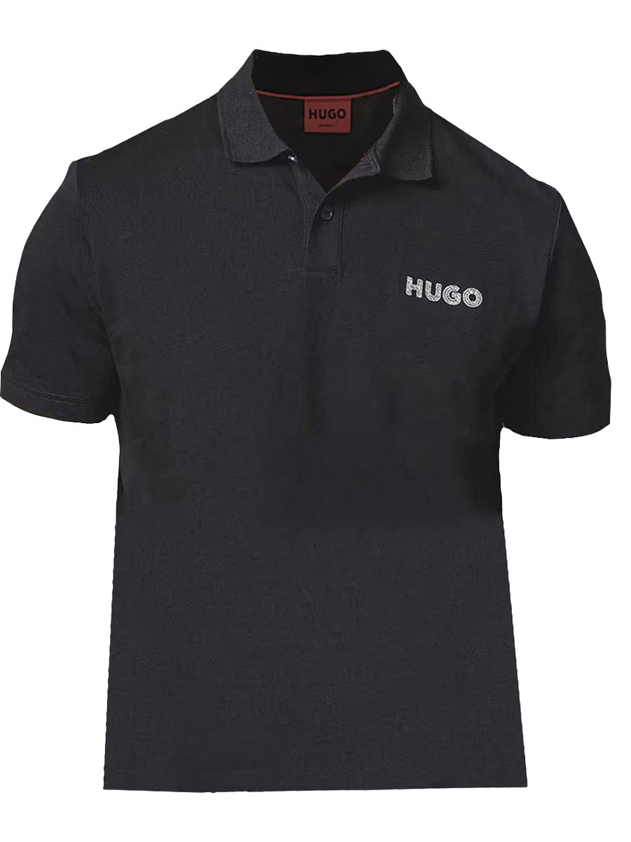 Hugo Men's Drocholo Logo Short Sleeve Polo T-Shirt, Black