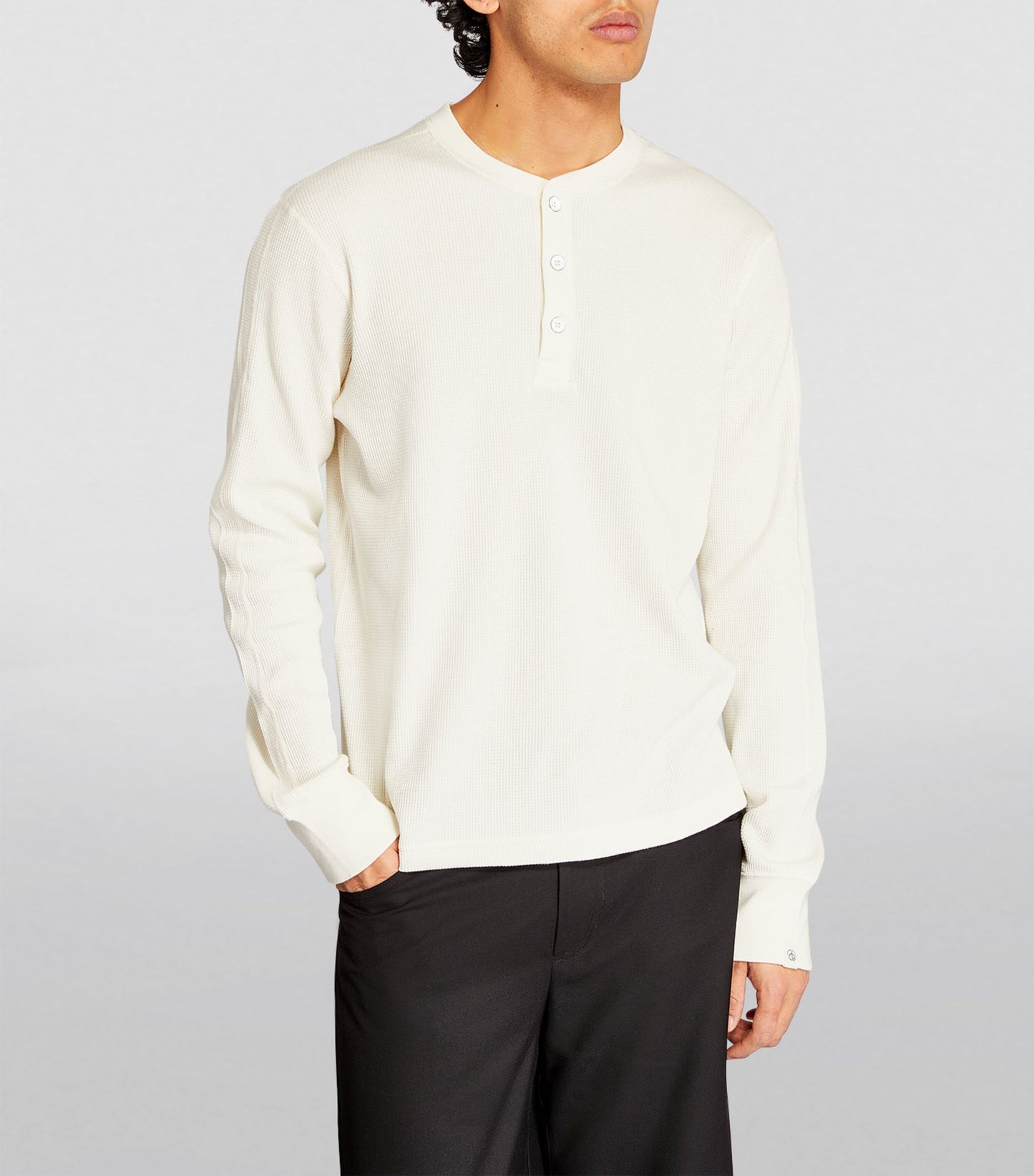 Rag & Bone Men's Lightweight Waffle Henley, Ivory