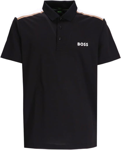 Hugo Boss Men's Paddytech Stretch Poly Short Sleeve Polo T-Shirt, Black