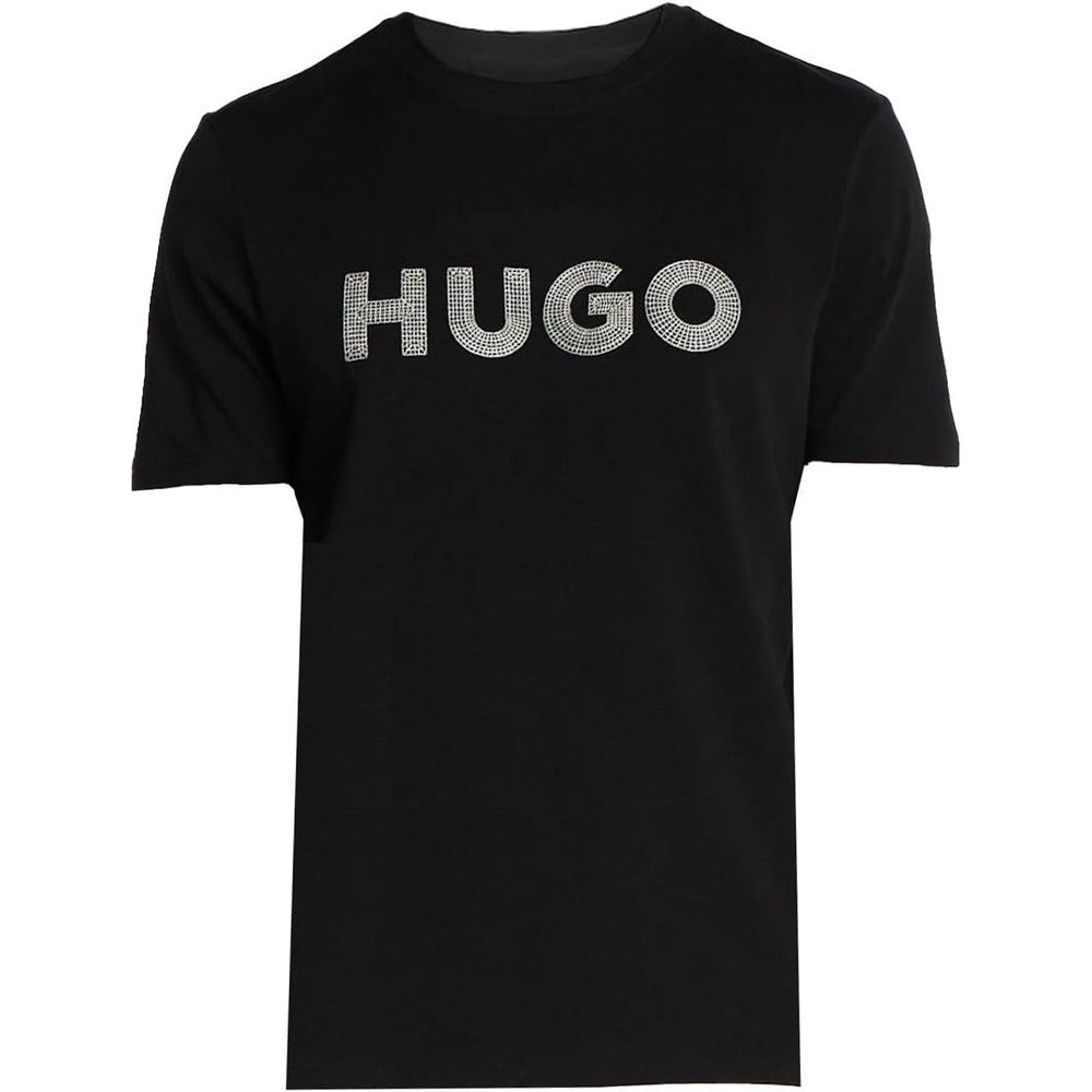 Hugo Men's Drochet Embroidered Logo Short Sleeve T-Shirt, Black