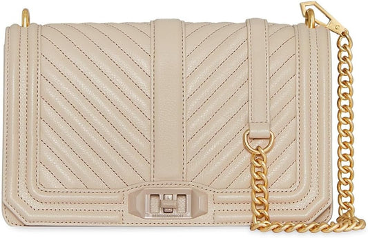 Rebecca Minkoff Chevron Quilted Love Crossbody, Stone