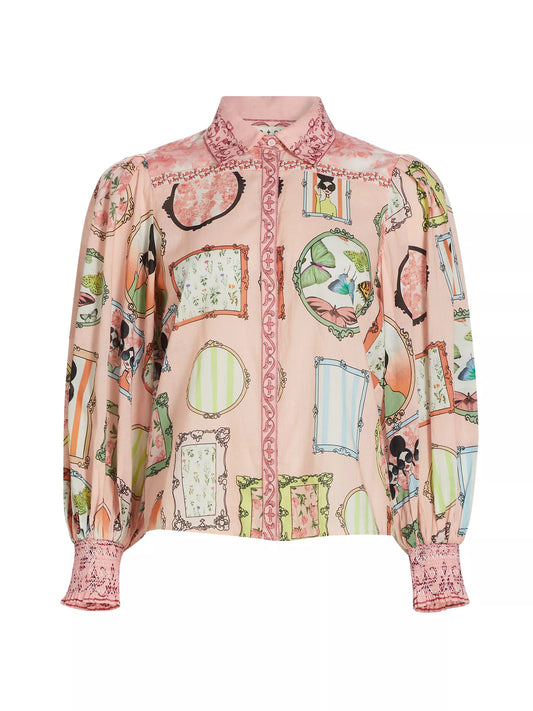 alice + olivia Tiffie Stace Face Drama Sleeve Blouse, Mirror Mirror