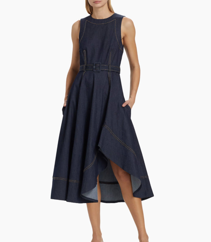 Cinq a Sept Women's Zelda Denim Belted Midi Dress, Indigo