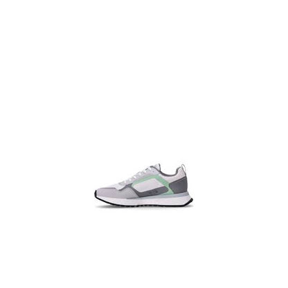 Hugo Boss Men's Big Logo Mesh Mix Lace Up Sneaker, White/Pearl Grey