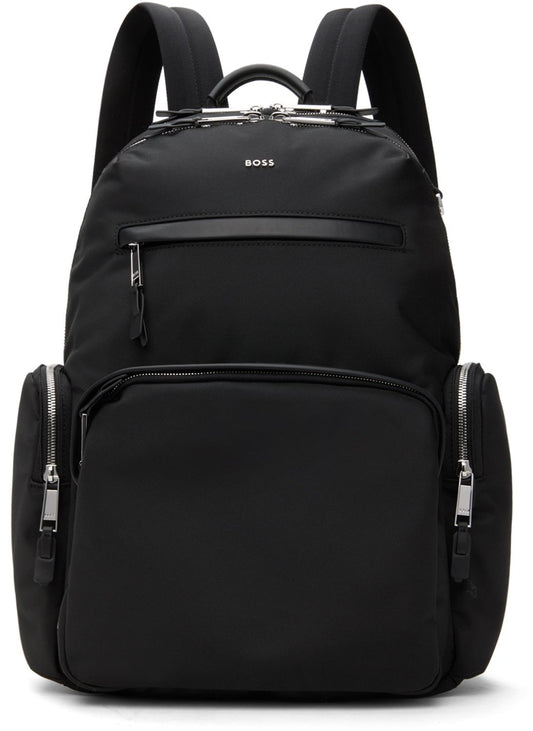 Hugo Boss Men's Highway Nylon Leather Backpack, Black