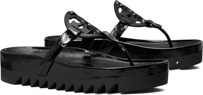 Tory Burch Women's Miller Cloud Lug Sole Sandals Shoes, Perfect Black