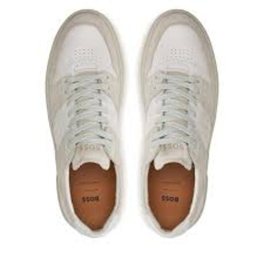 Hugo Boss Men's Gary Suede Leather Tennis Sneakers, Open White