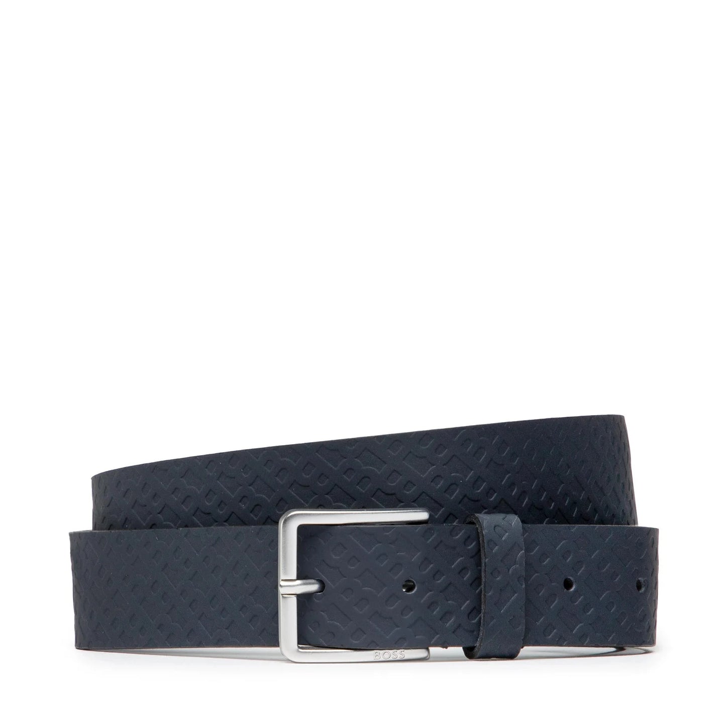 Hugo Boss Men's Ther B Embossed Logo Leather Belt, Navy