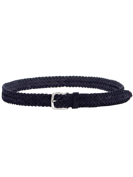 Hugo Boss Men's Sash Suede Leather Braided Belt, Navy