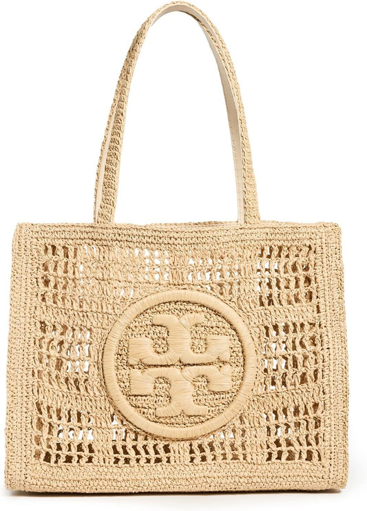 Tory Burch Women's Ella Hand Crocheted Small Tote, Natural