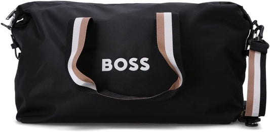 Hugo Boss Tonal Logo Nylon Holdall Duffle Bag, Black Storm