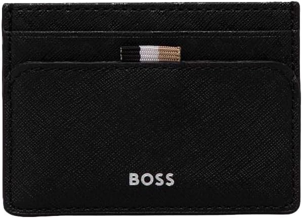 Hugo Boss Men's Zair Leather Card Case Wallet, Black