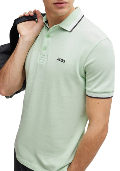 Hugo Boss Men's Paddy Short Sleeve Contrast Color Polo Shirt, Pastel Green