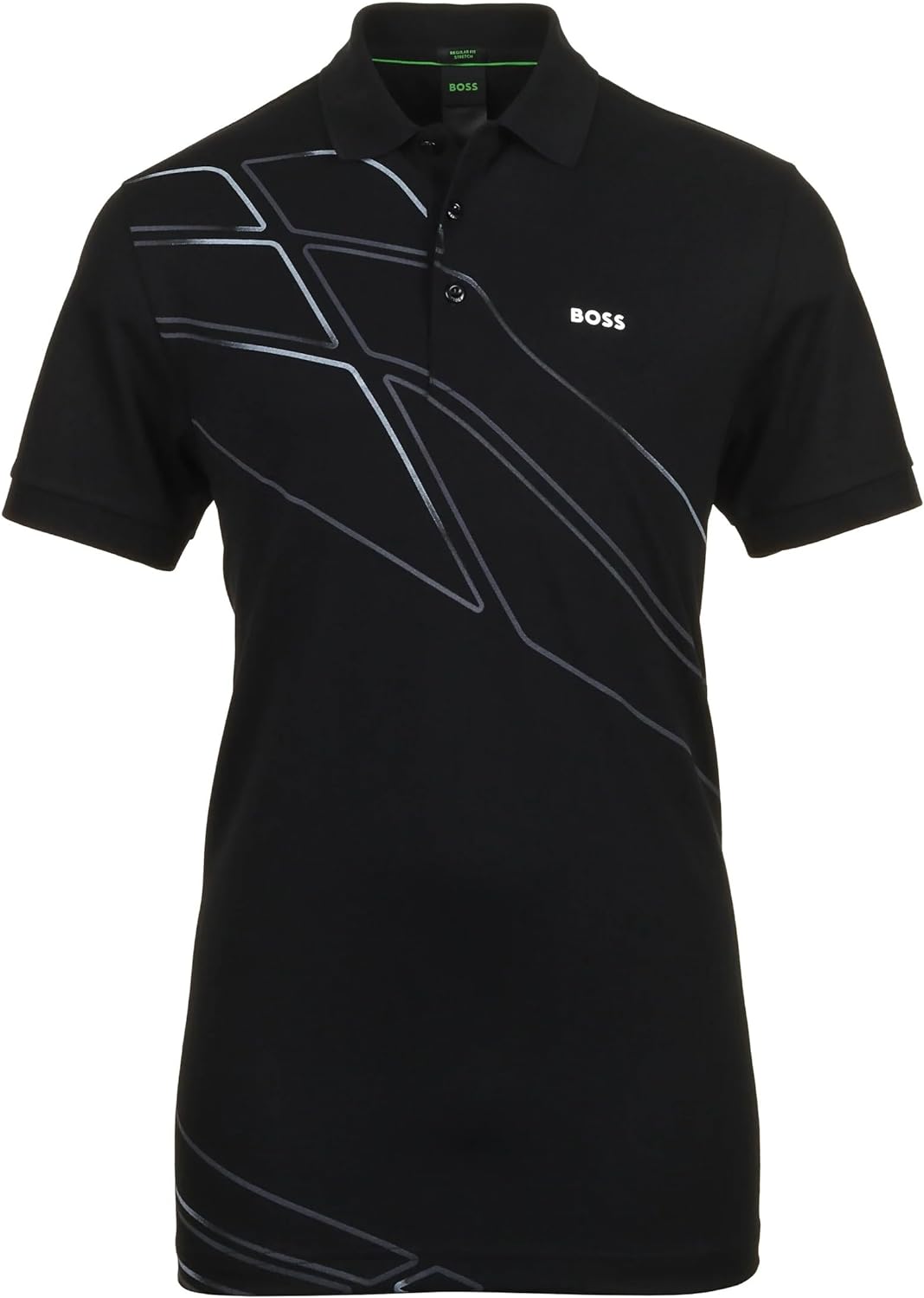 Hugo Boss Men's Paddy 3 Short Sleeve Polo with Graphic Print, Black