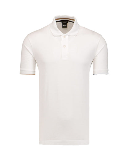 Hugo Boss Men's Parlay 211 Pique Cotton Short Sleeve Polo Shirt, White