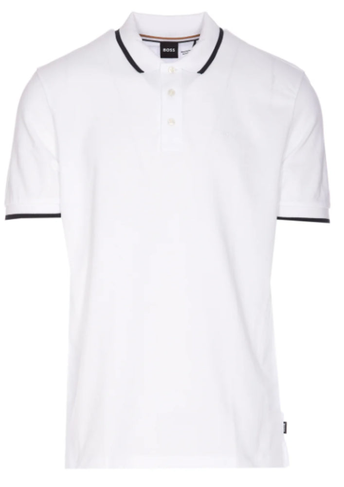 Hugo Boss Men's Parlay 190 Cotton Short Sleeve Polo T-Shirt, White