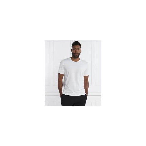 Hugo Boss Men's Tiburt 456 Linen Crew Neck Short Sleeve T-Shirt, White