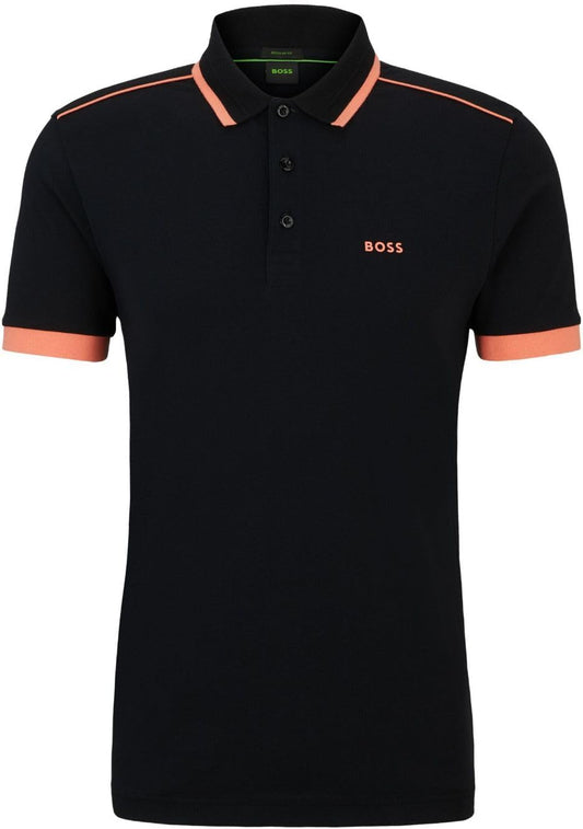 Hugo Boss Men's Paddy 1 Short Sleeve Polo with Contrast Trim, Black