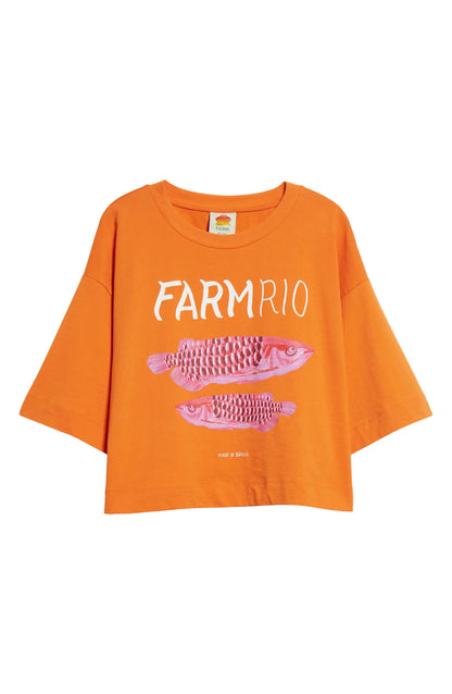 Farm Rio Women's Box Cut T-Shirt, Orange