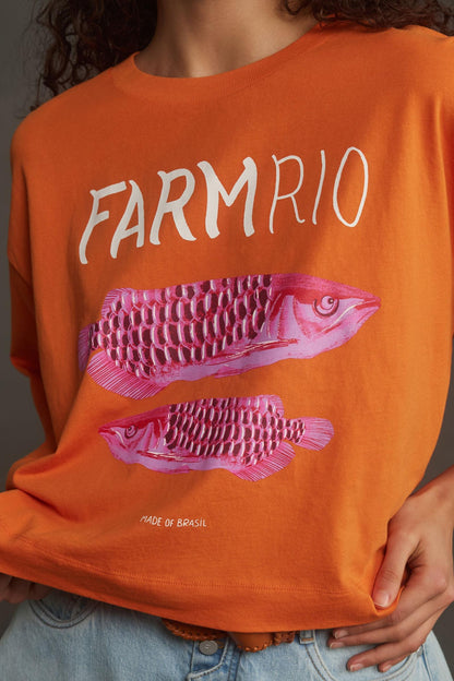 Farm Rio Women's Box Cut T-Shirt, Orange