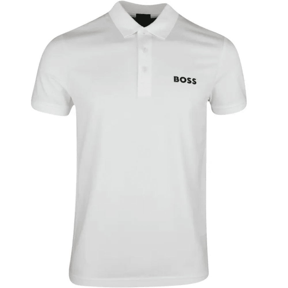 Hugo Boss Men's Paule Slim Fit Poly Cotton Short Sleeve Polo Shirt, White