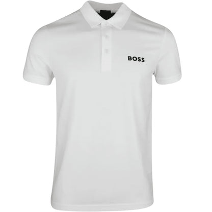 Hugo Boss Men's Paule Slim Fit Poly Cotton Short Sleeve Polo Shirt, White