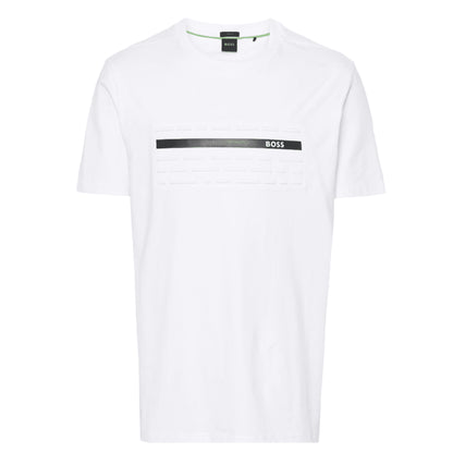 Hugo Boss Men's Tee 4 Raised Print Graphic Short Sleeve T-Shirt, White